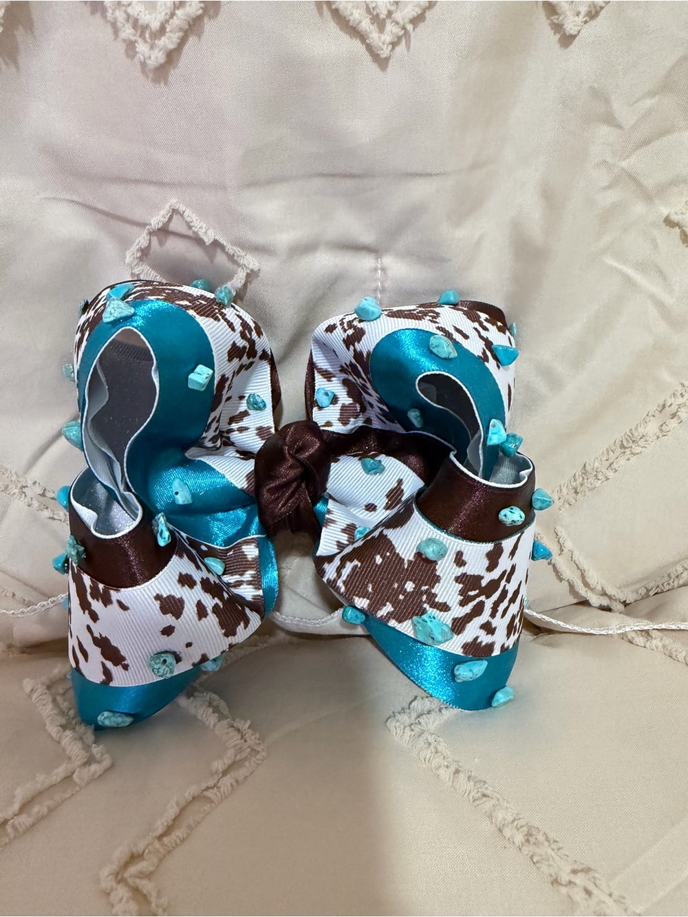Cowprint and Turquoise Bow